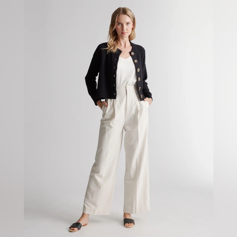 QUINCE 100% Organic Cotton Cropped Cardigan Size Small - Picture 3 of 14
